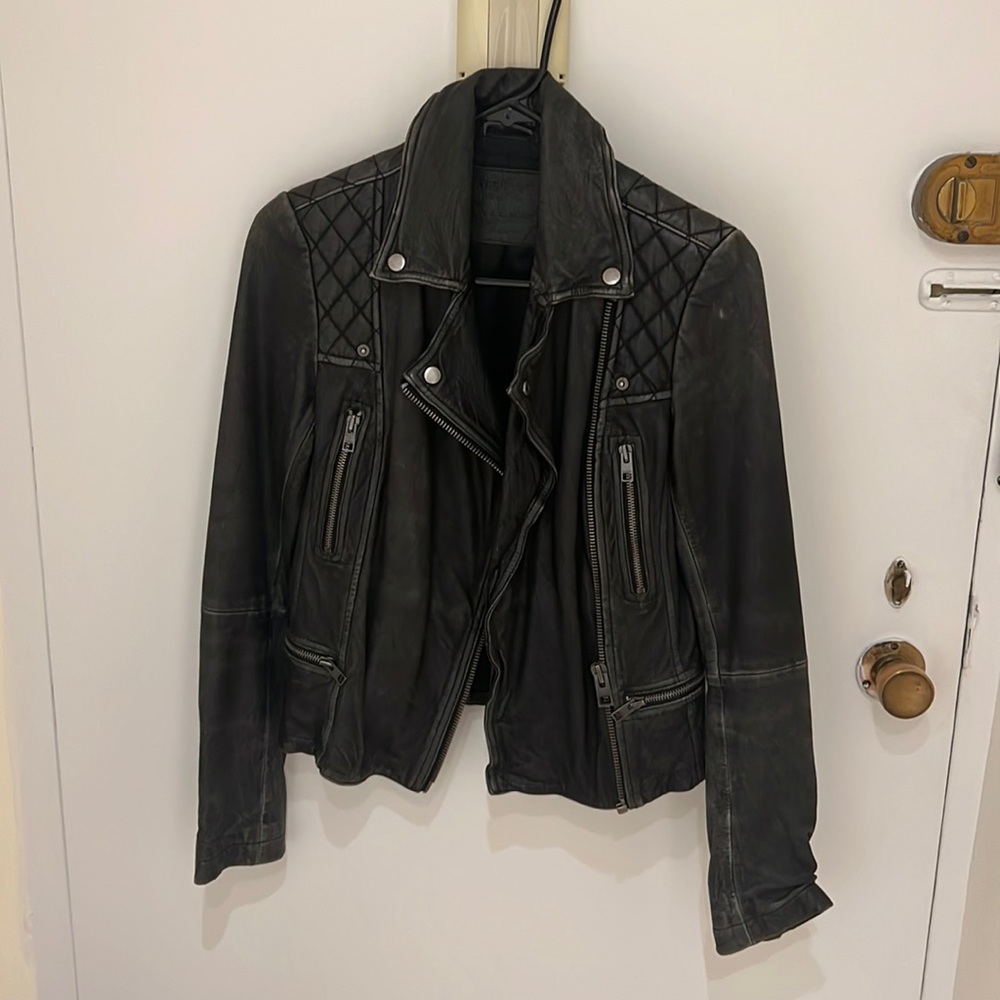 All Saints Cargo Leather Biker Jacket